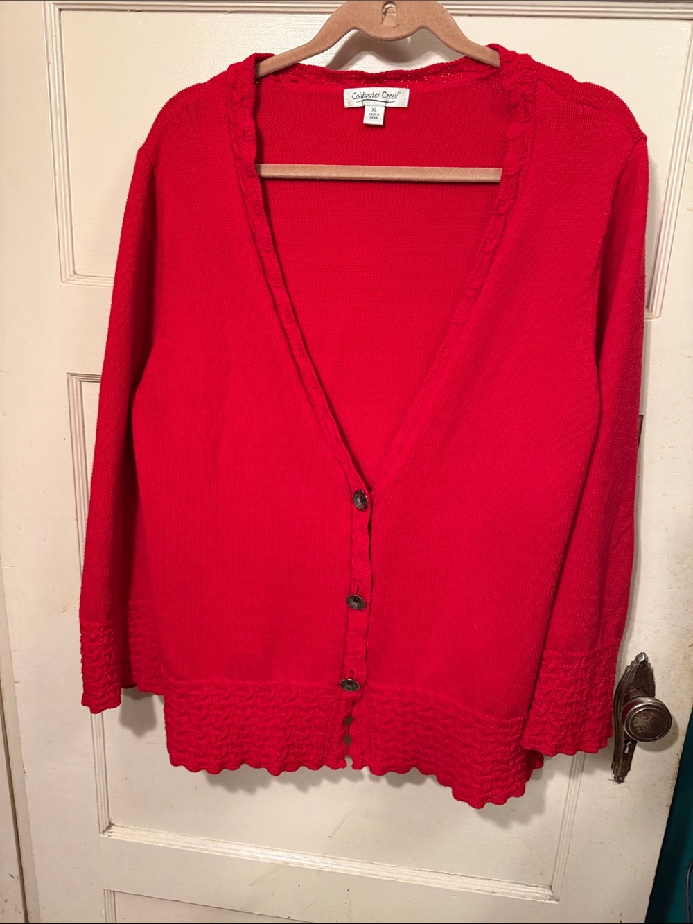 Coldwater Creek Women's Red V-Neck Button Cardigan Size XL